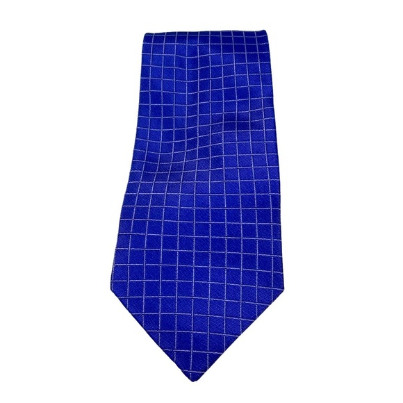 Valentino Cravatte Blue with Gray Squares - Picture 1 of 4